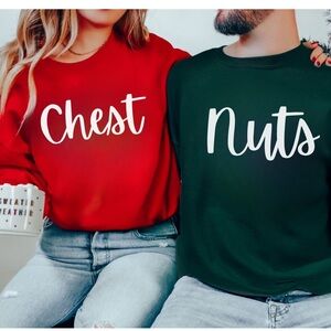 NEW Chest and Nuts Christmas Sweater, Matching Couples Christmas Shirts,